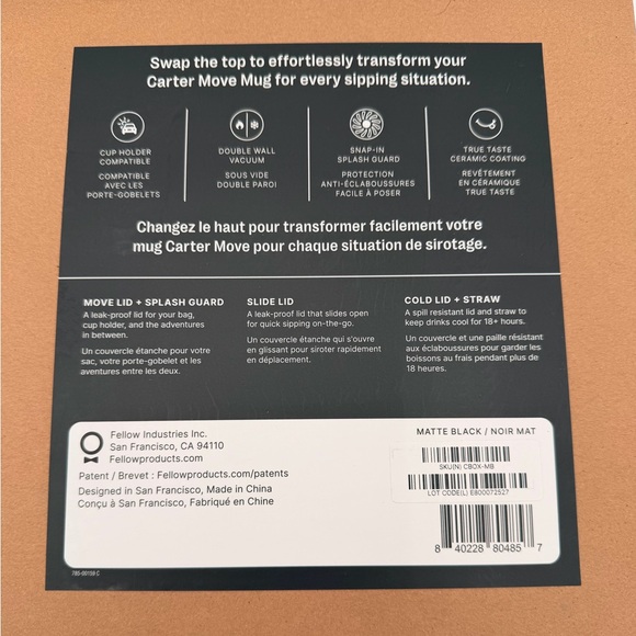 Fellow 16 oz Carter Bundle (3 in 1) Travel Mug - Mate Black - Picture 10 of 10